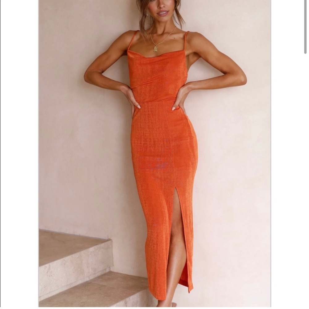 Billy J Orange Whats Happening Midi Dress NWT - Sold Out Online